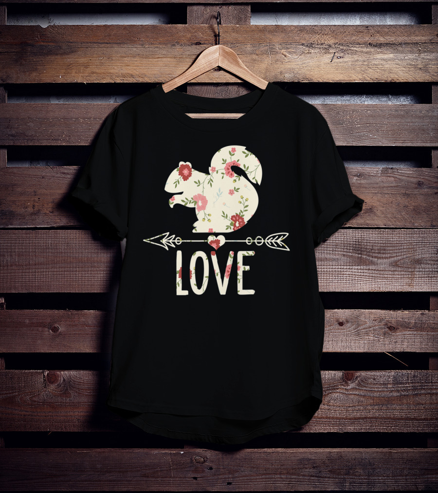 Love Squirrel Floral Vintage Flower Arrow T-Shirt