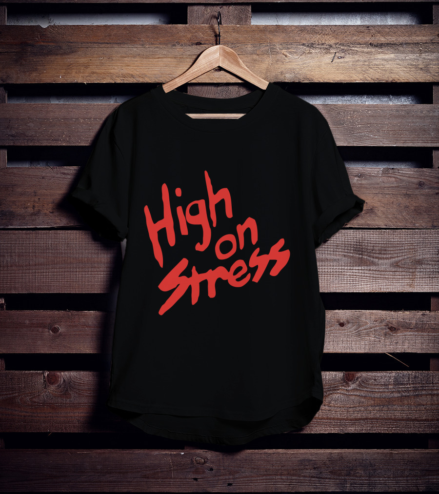 High On Stress Red Handwriting T-Shirt
