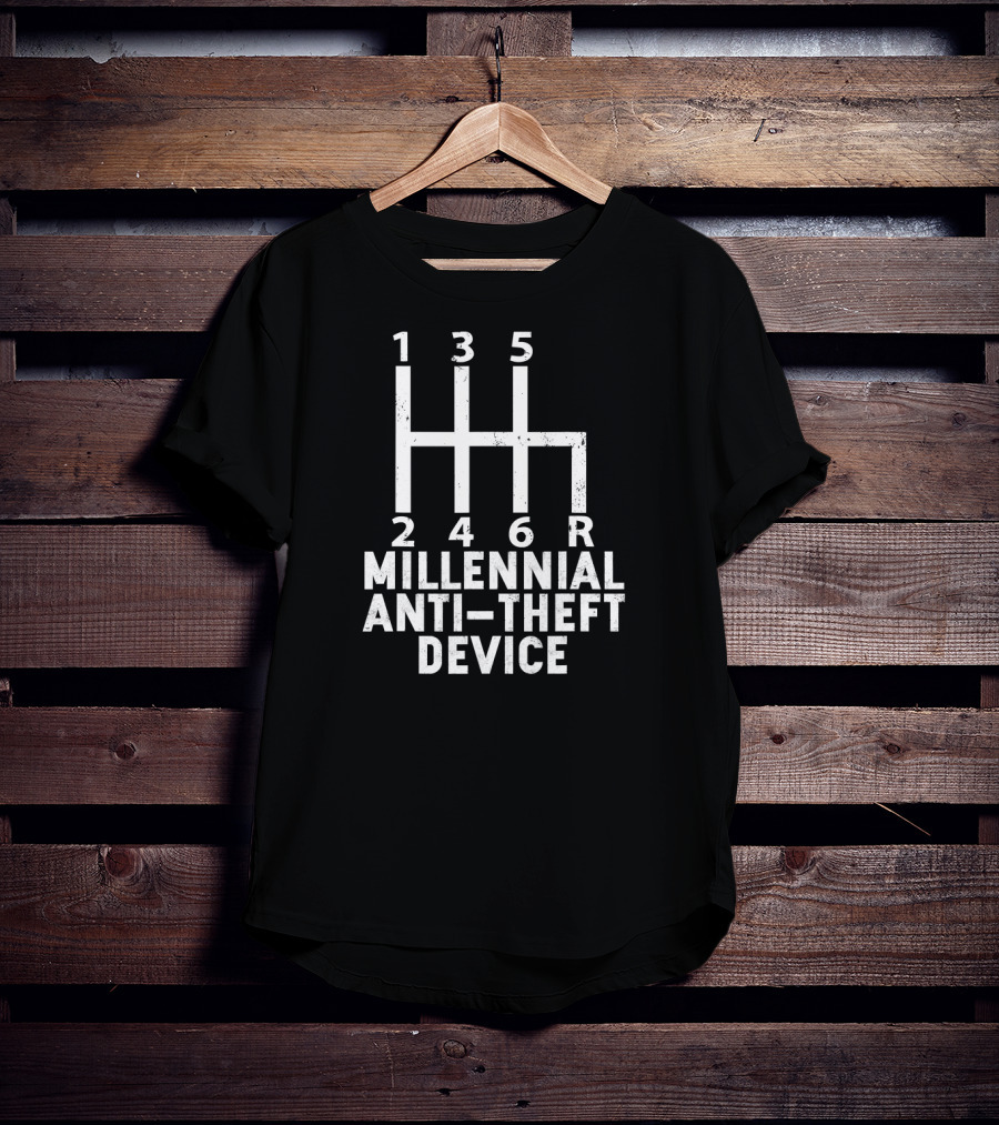 Millennial Anti-Theft Device Stick Shift Gear Diagram T-Shirt