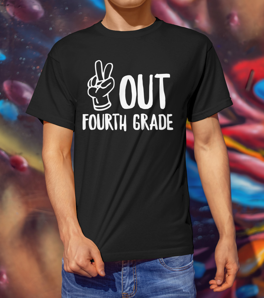 Peace Out Fourth Grade Last Day School V Sign T-Shirt