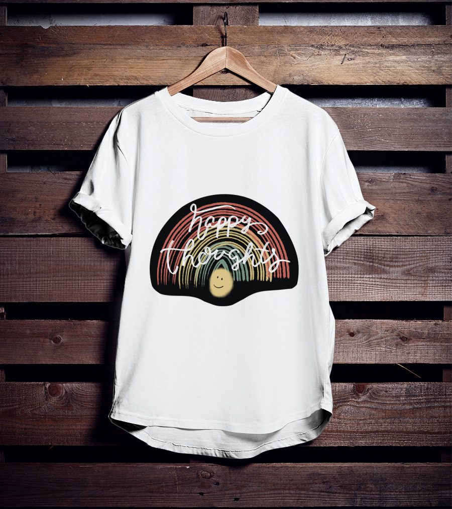 Happy Thoughts Rainbow Smiley Face T-Shirt
