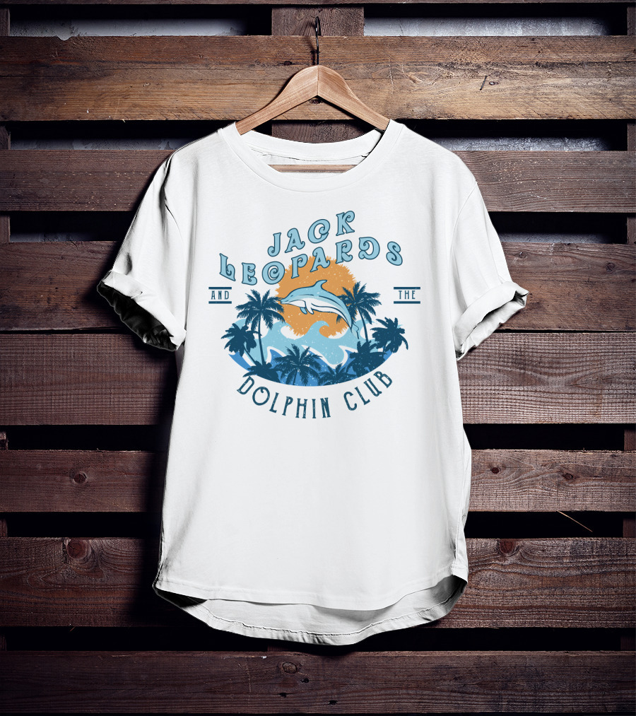 Jack Leopards And The Dolphin Club Ocean Wave With Palm Trees And Dolphin T-Shirt