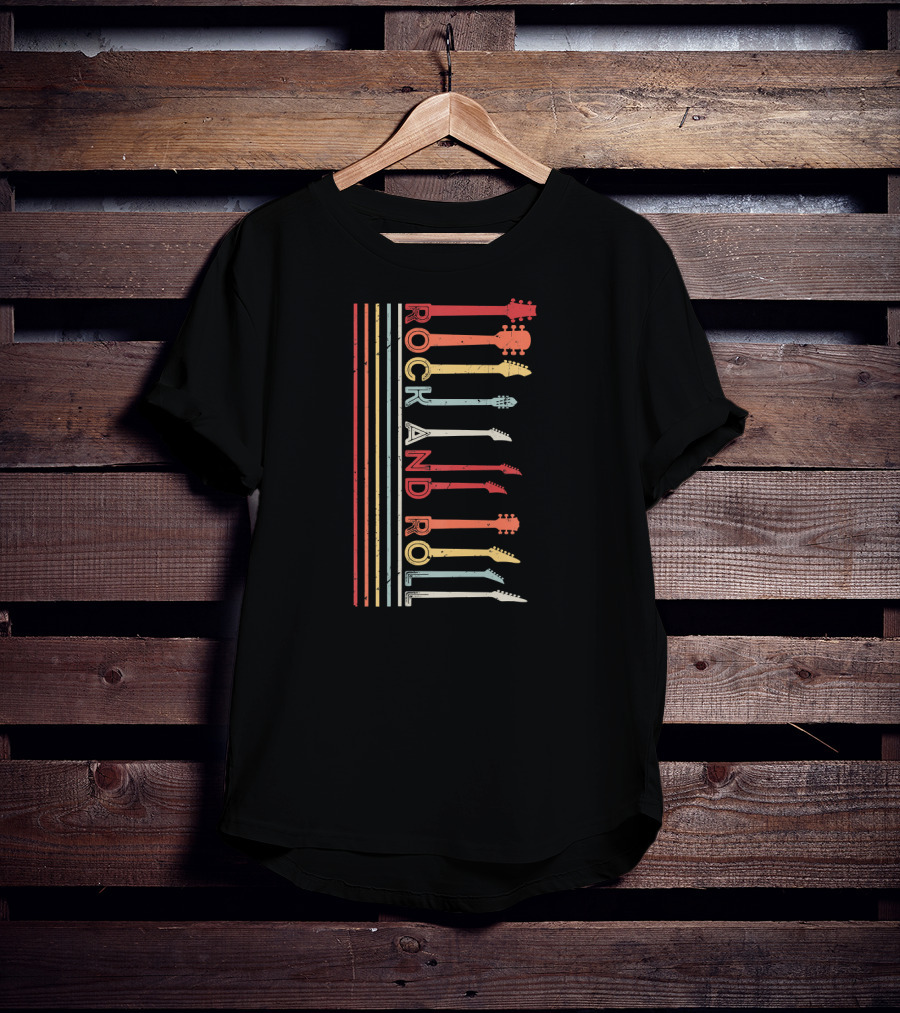 Rock And Roll Vintage Concert Band Guitar Stripes T-Shirt