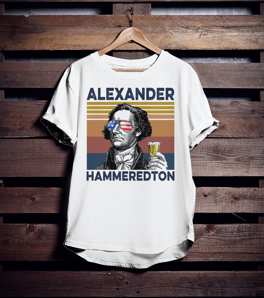Alexander Hammeredton USA Vintage Drink Patriotic Sunglasses T-Shirt