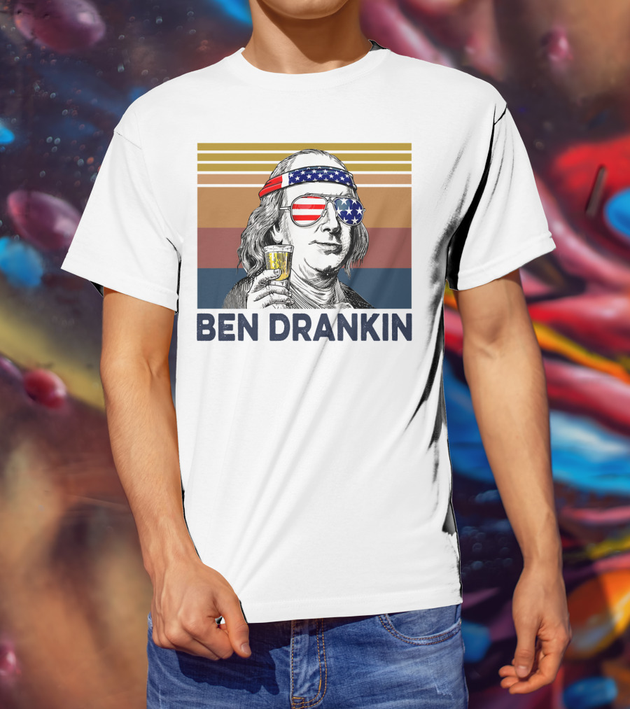 Ben Drankin Vintage USA Patriotic Beer T-Shirt