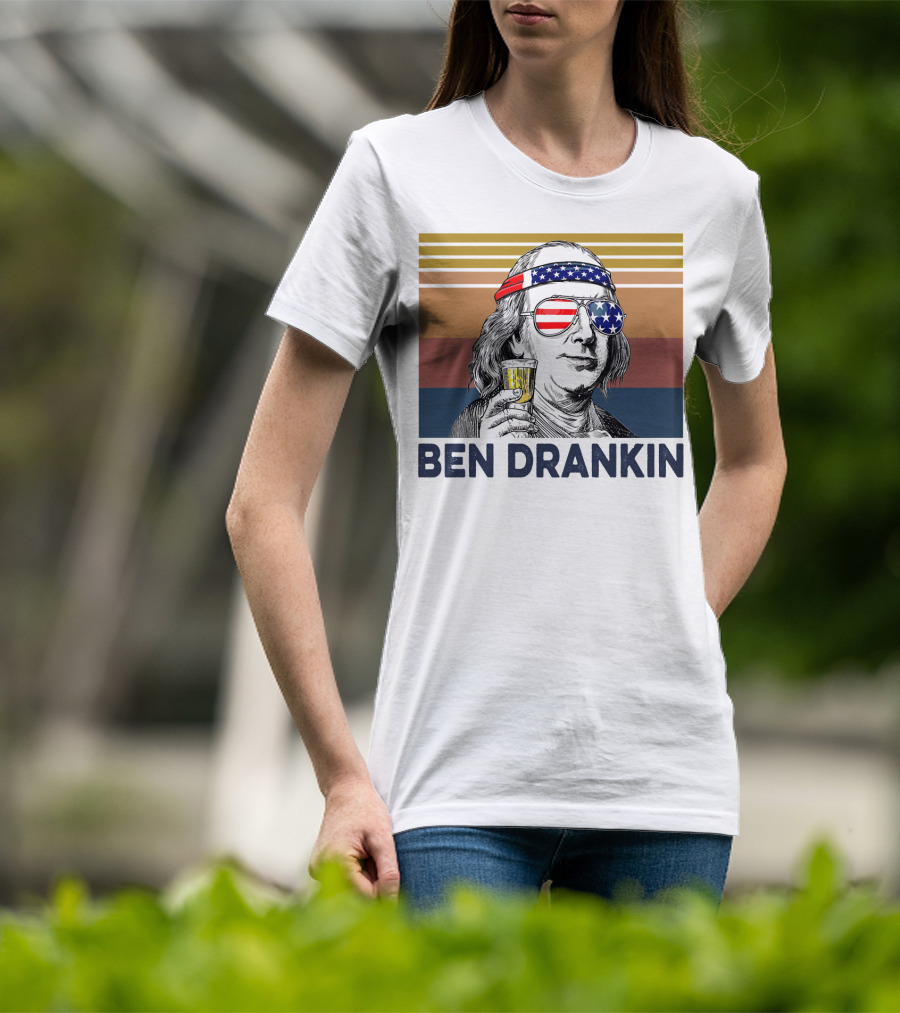 Ben Drankin Vintage USA Patriotic Beer T-Shirt