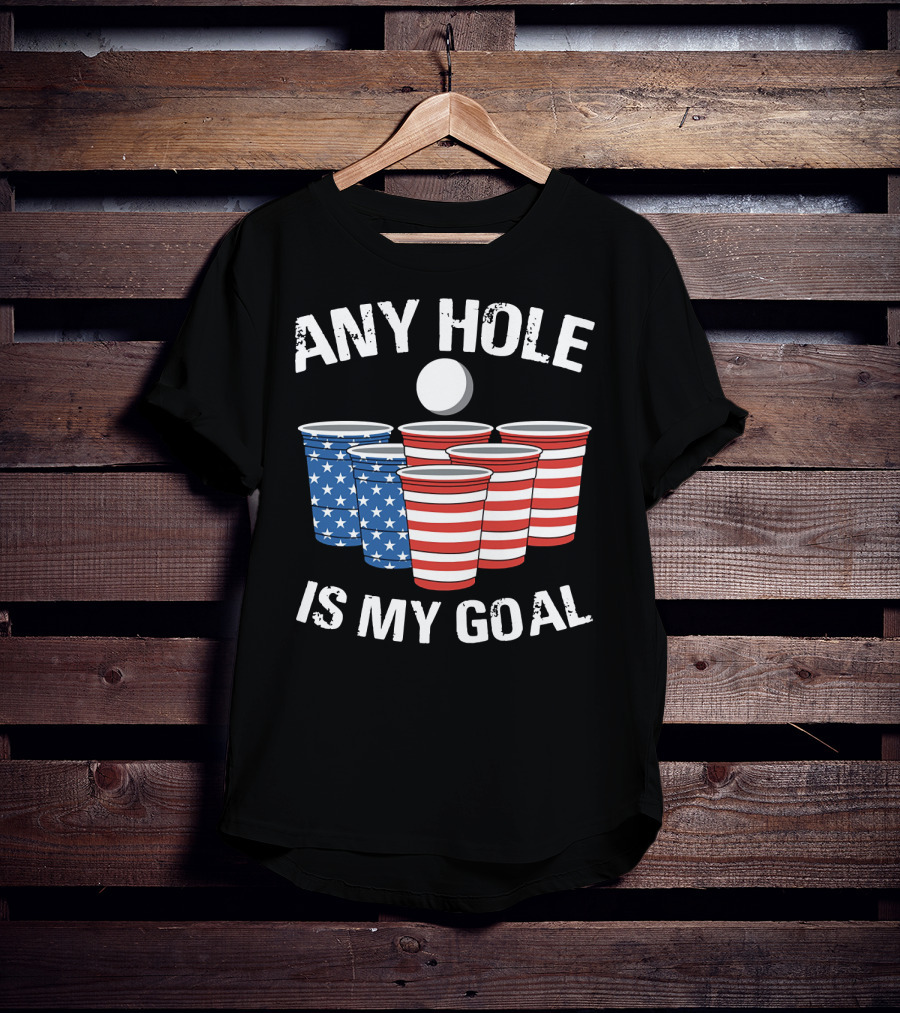 Any Hole Is My Goal Vintage USA Beer Pong Cups T-Shirt