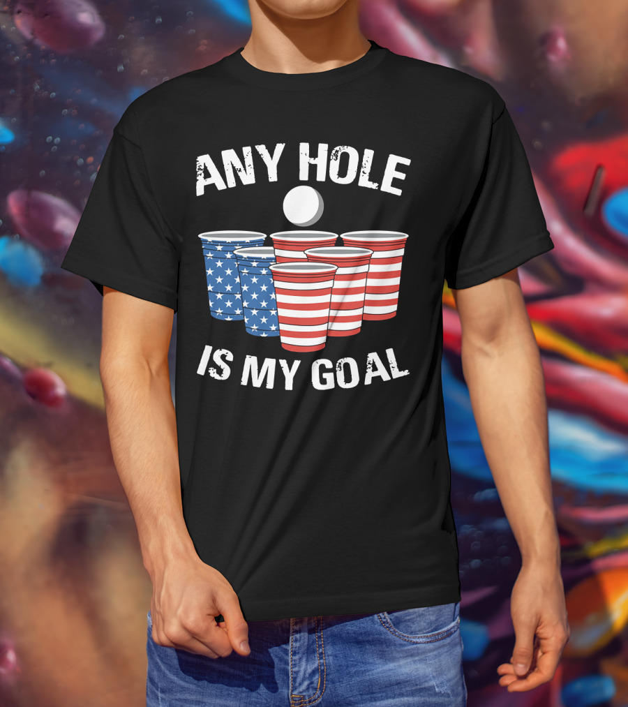 Any Hole Is My Goal Vintage USA Beer Pong Cups T-Shirt