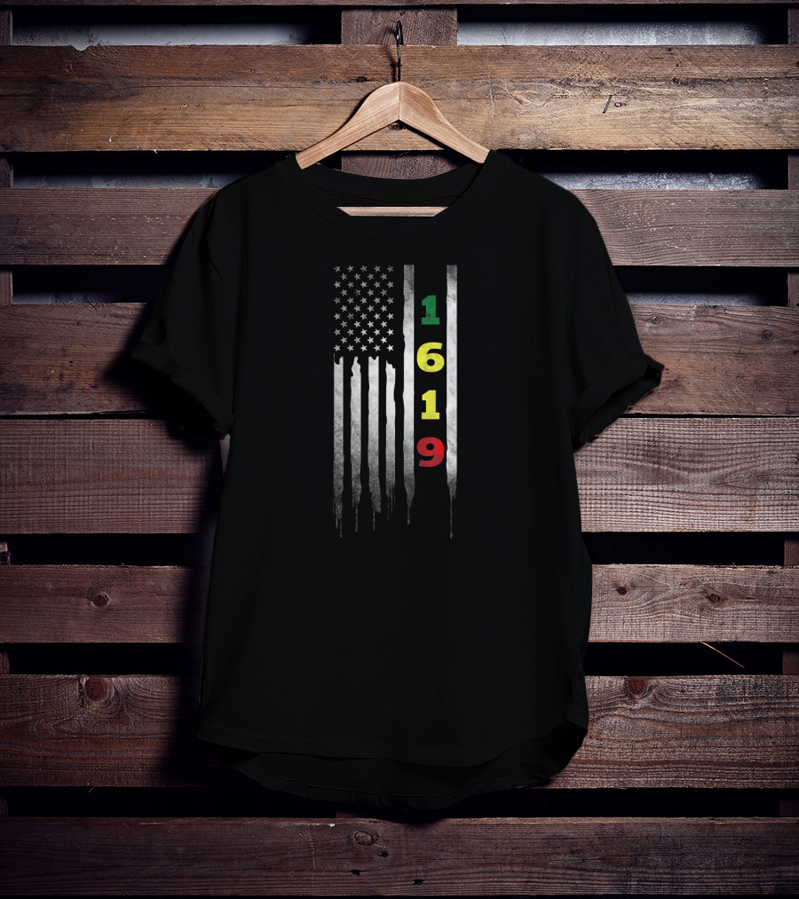 Project 1619 Our Ancestors American United States Flag Rasta Colors T-Shirt