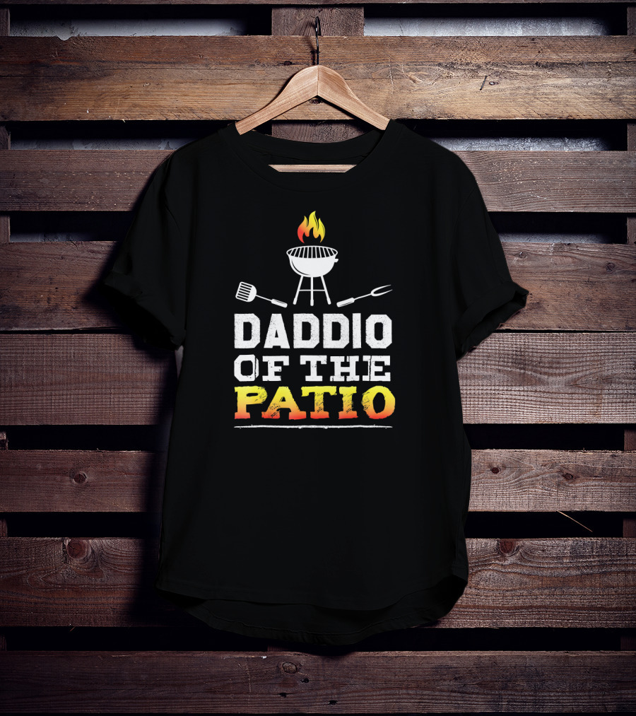 Barbecue Grill Daddio Of The Patio With BBQ Utensils And Flame T-Shirt
