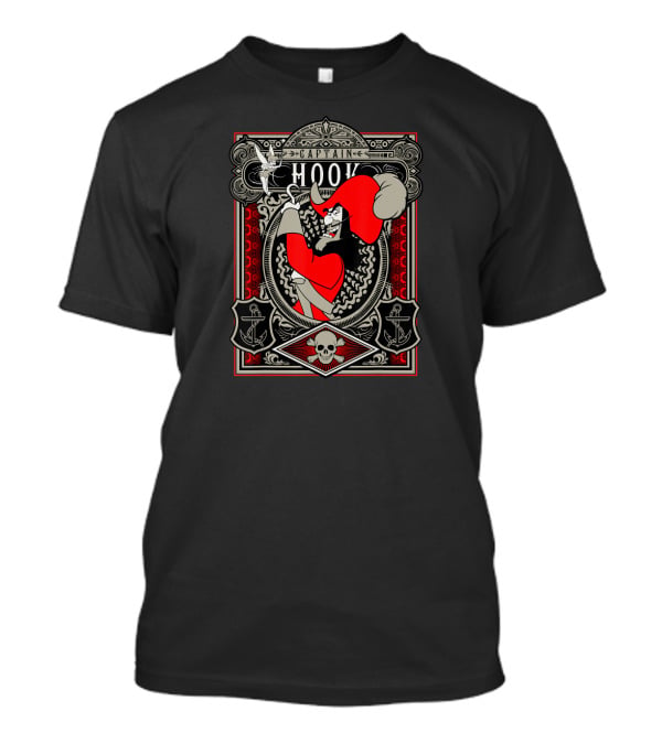 Captain Hook Vintage Disney Design Peter Pan Villain Anchors Skulls T-Shirt