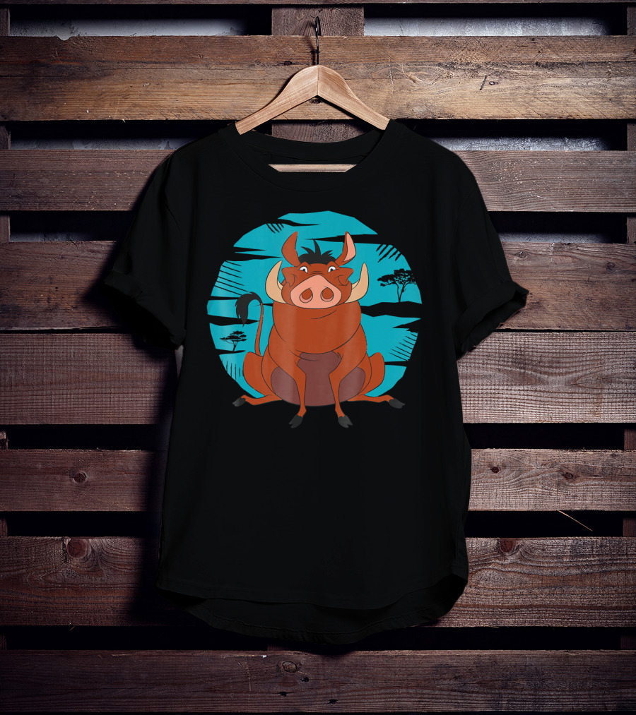 Disney The Lion King Happy Pumbaa African Savanna Scene T-Shirt