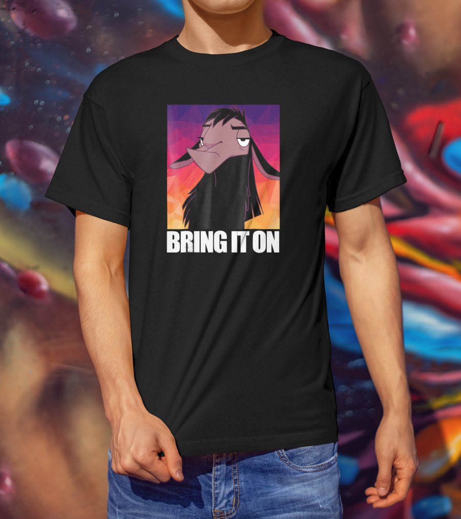 Disney Emperor's New Groove Kuzco Llama Bring It On Colorful Geometric Background T-Shirt