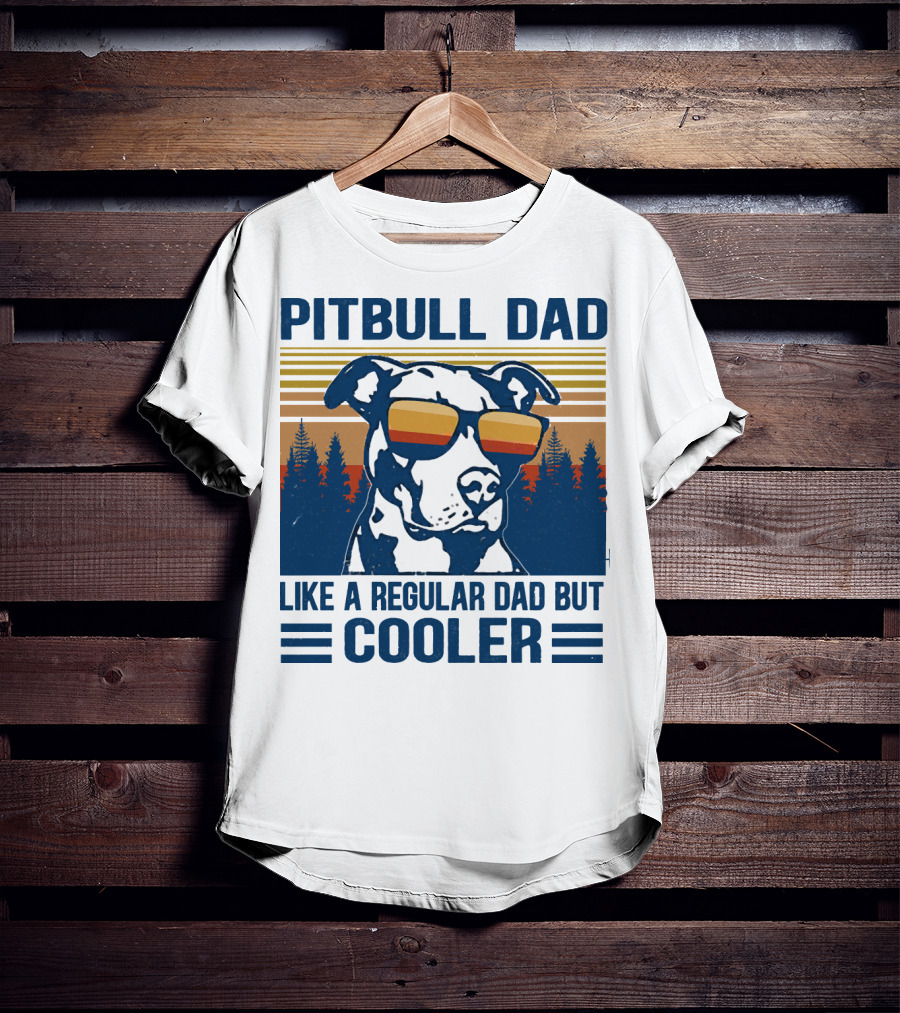 Pitbull Dad Like A Regular Dad But Cooler Retro Style Sunglasses T-Shirt