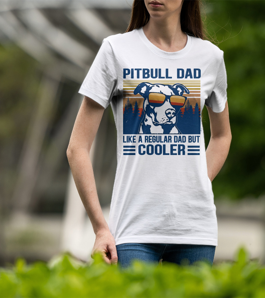 Pitbull Dad Like A Regular Dad But Cooler Retro Style Sunglasses T-Shirt
