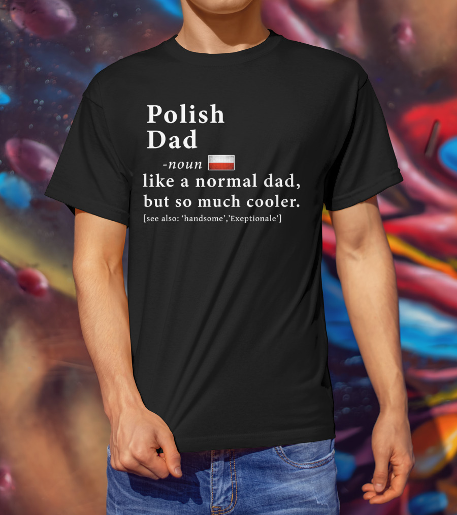 Polish Dad Noun Like A Normal Dad But So Much Cooler Handsome Exceptionale Polish Flag T-Shirt