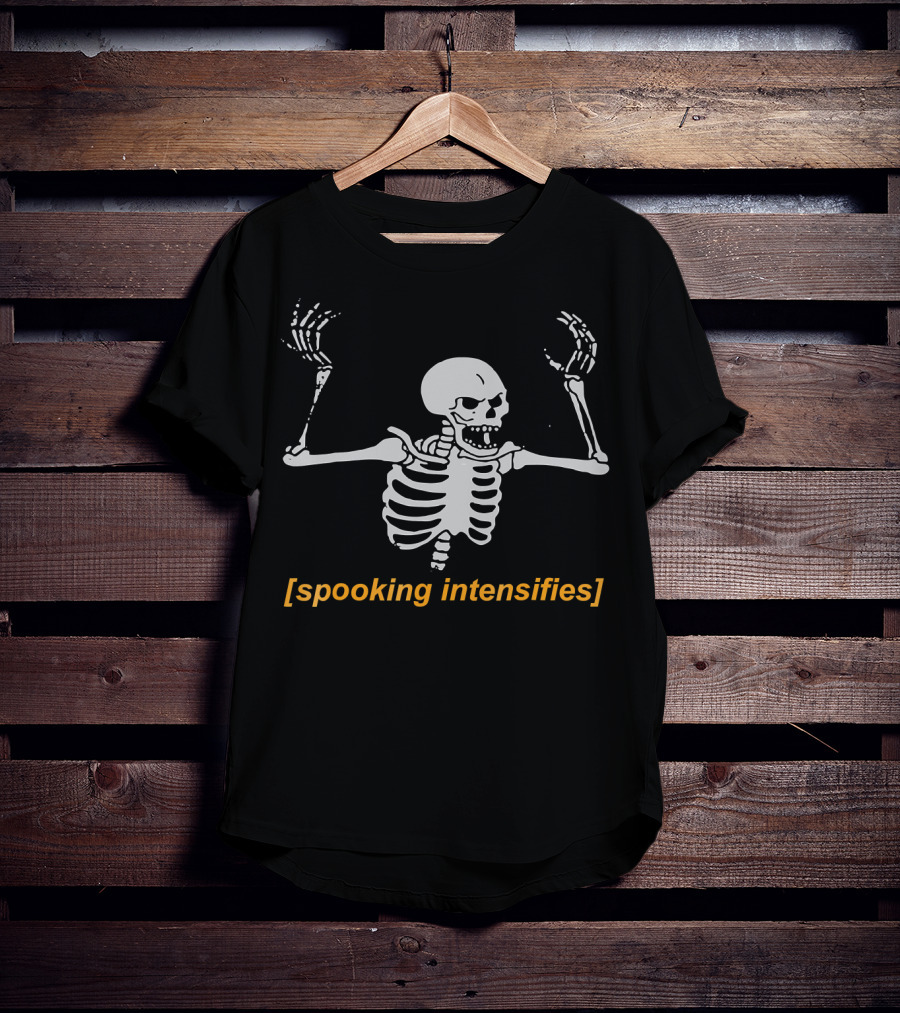 Spooking Intensifies Skeleton With Scary Expression Glaring T-Shirt