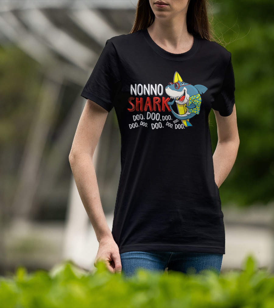 Nonno Shark Doo Doo Doo Doo Doo Doo Doo Doo Doo Hawaiian Shirt Sunglasses Surfboard T-Shirt