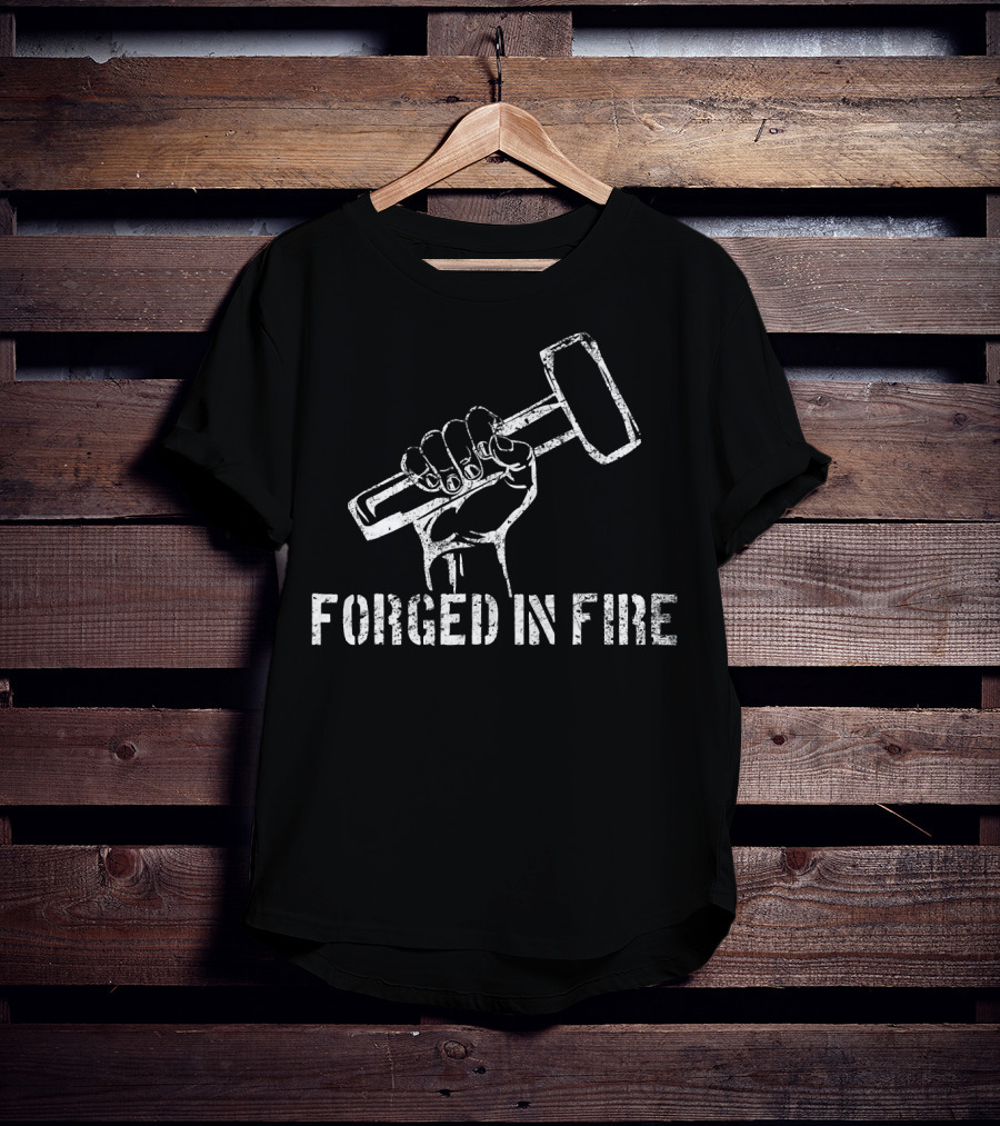 Vintage Blacksmith Forged In Fire Hammered Hand T-Shirt