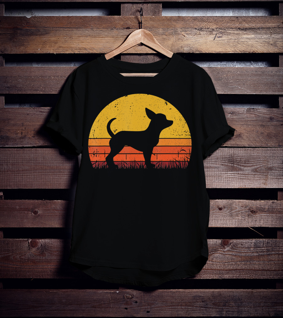 Retro Chihuahua Silhouette In Sunset T-Shirt