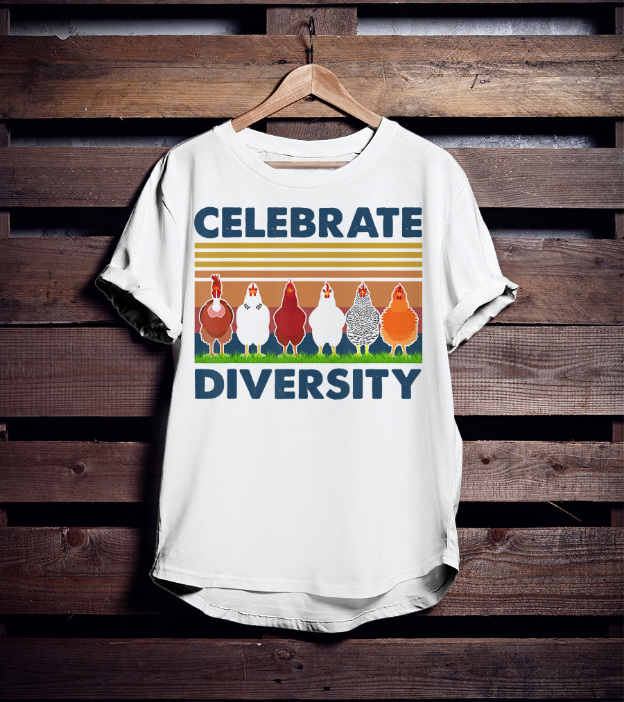 Celebrate Diversity With Chickens In Colorful Display T-Shirt