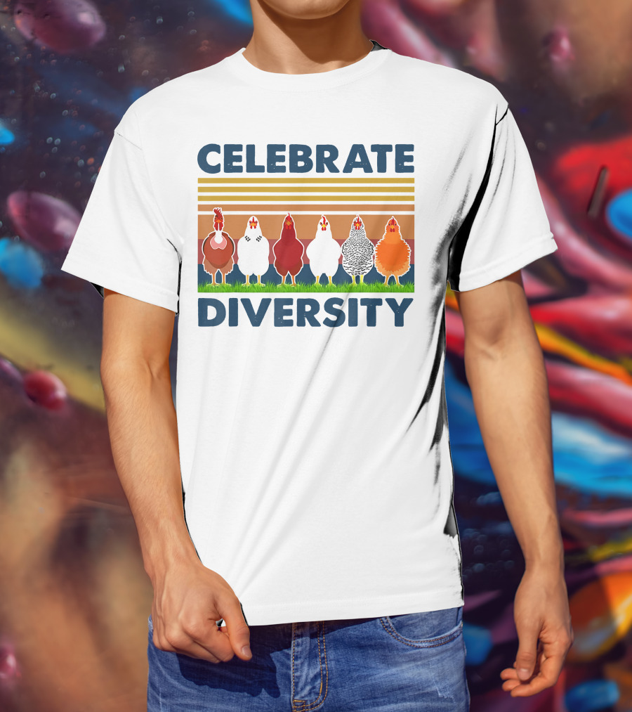 Celebrate Diversity With Chickens In Colorful Display T-Shirt