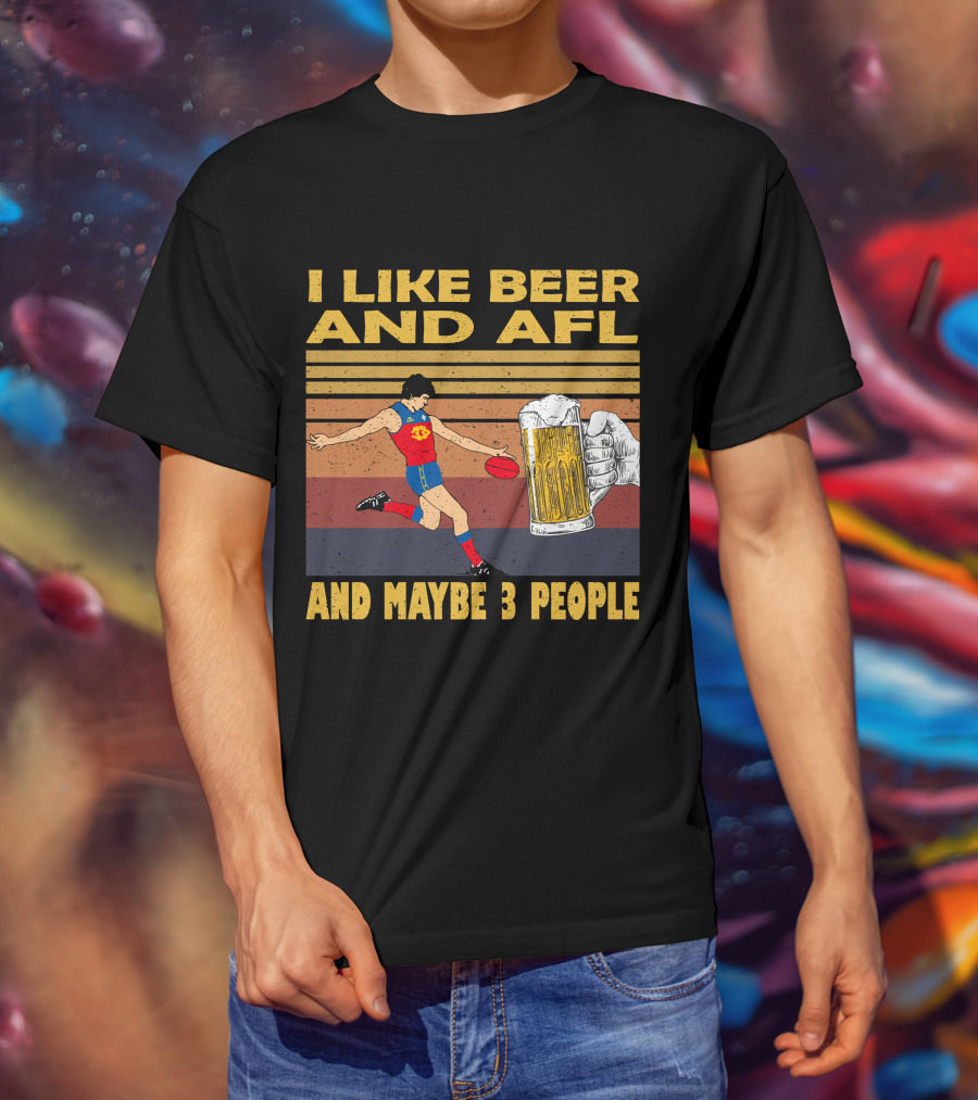 I Like Beer And AFL Maybe 3 People Retro Player And Beer Mug T-Shirt