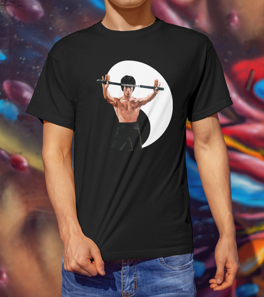 Bruce Lee Nunchaku Pose Yin Yang Martial Arts T-Shirt