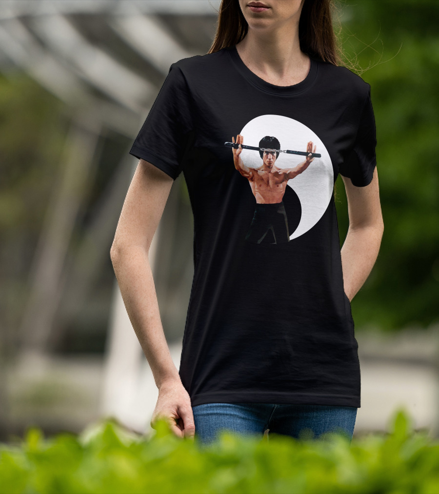 Bruce Lee Nunchaku Pose Yin Yang Martial Arts T-Shirt