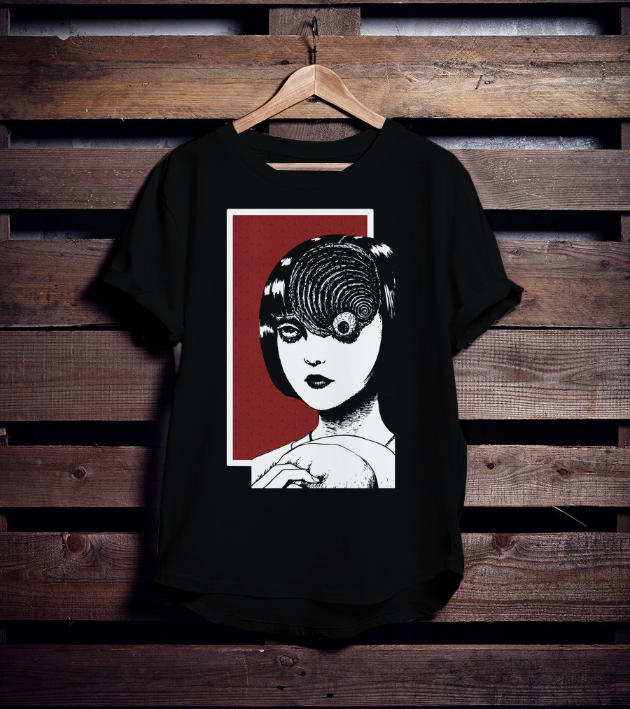 Junji Ito Uzumaki The Great Spiral Horror Manga Face With Spiral Eye T-Shirt