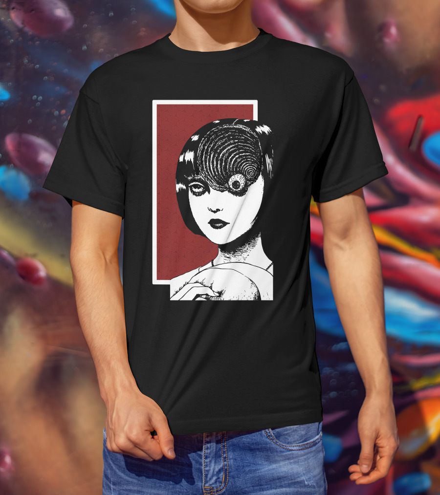 Junji Ito Uzumaki The Great Spiral Horror Manga Face With Spiral Eye T-Shirt
