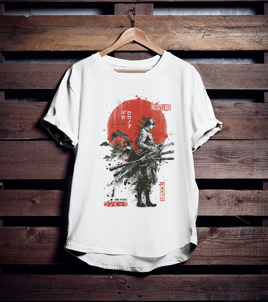 Roronoa Zoro Wano Arc Samurai Swords One Piece Anime Kanji T-Shirt