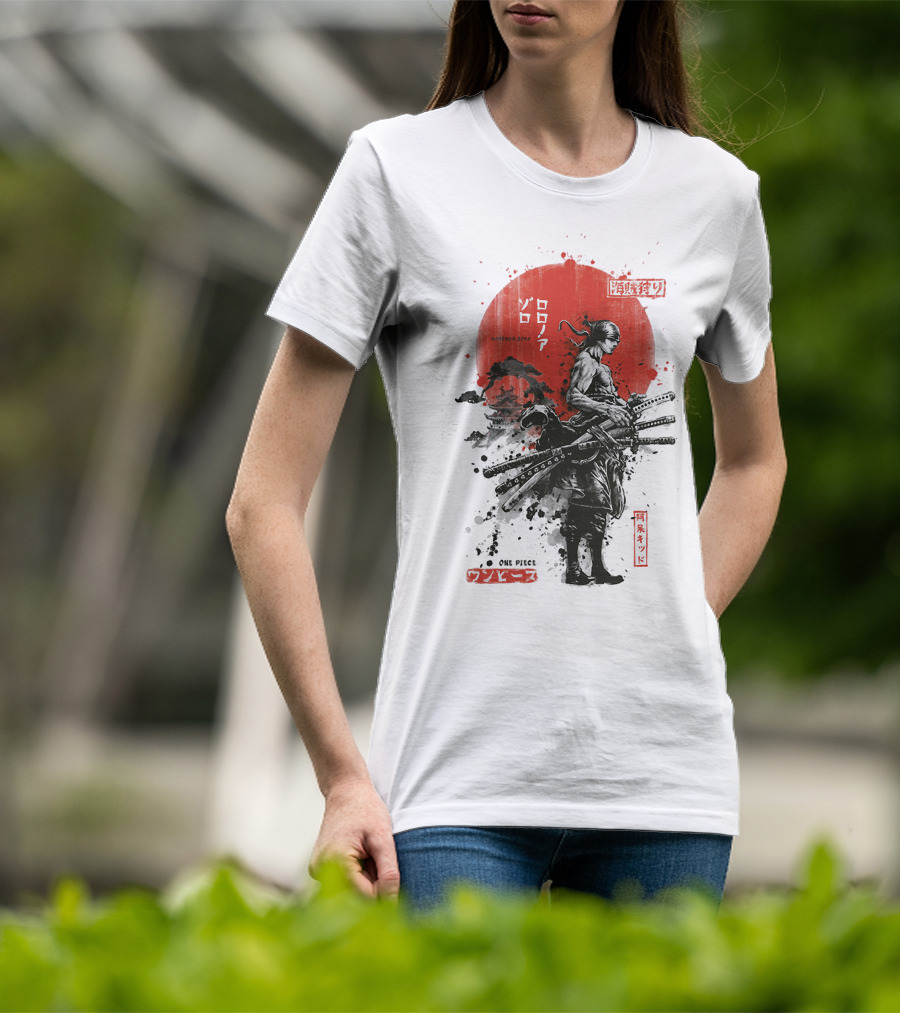 Roronoa Zoro Wano Arc Samurai Swords One Piece Anime Kanji T-Shirt