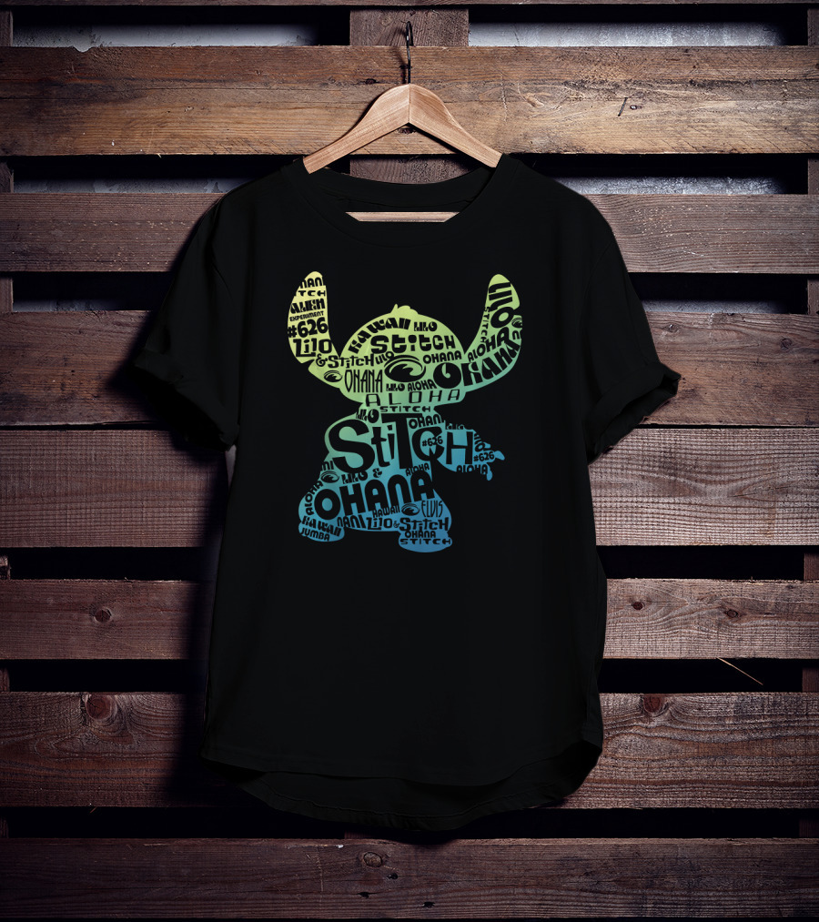 Disney Lilo And Stitch Ohana Experiment 626 Aloha Text T-Shirt
