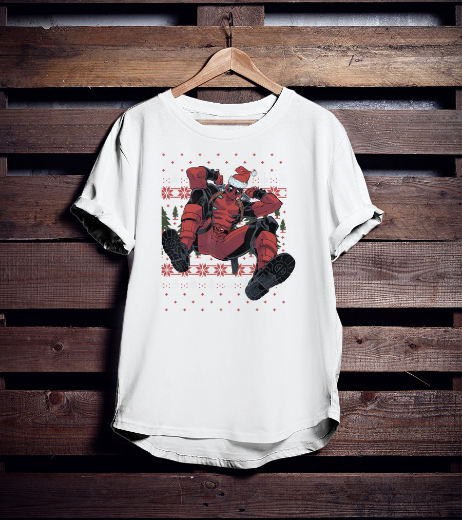 Marvel Deadpool Christmas Santa Hat Ugly T-Shirt