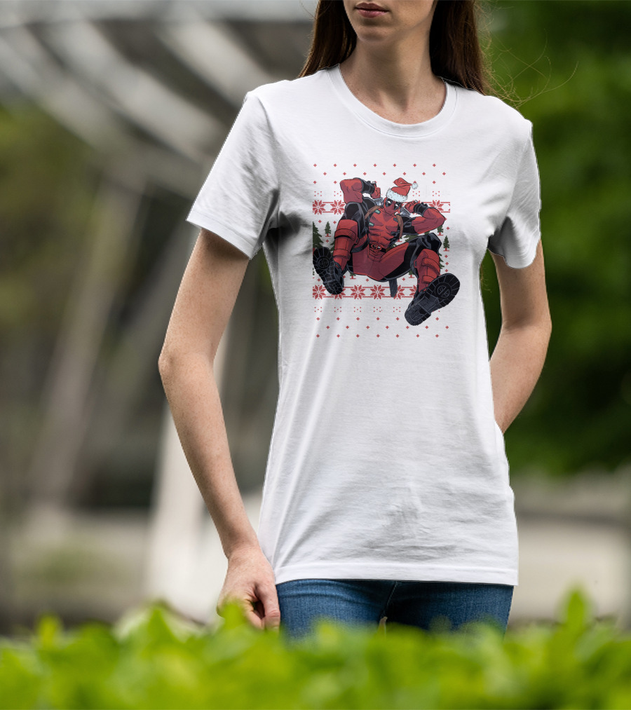 Marvel Deadpool Christmas Santa Hat Ugly T-Shirt