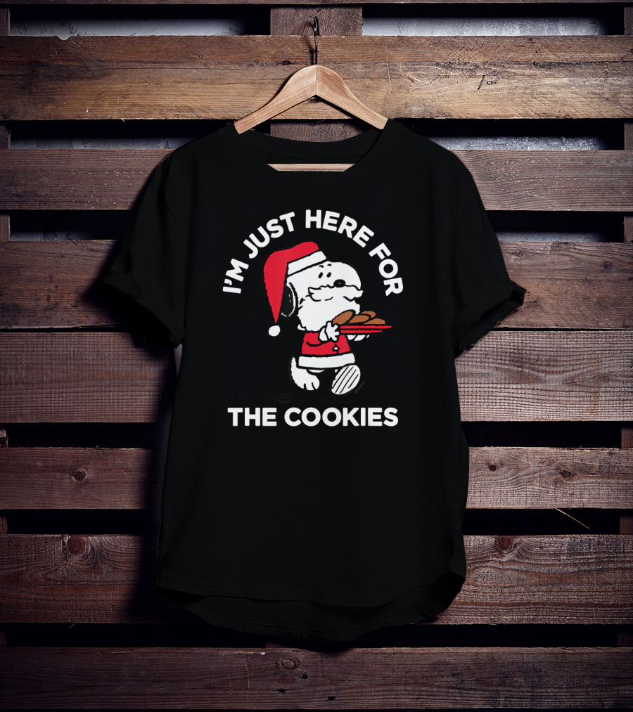 I'm Just Here For The Cookies Peanuts Snoopy Santa T-Shirt