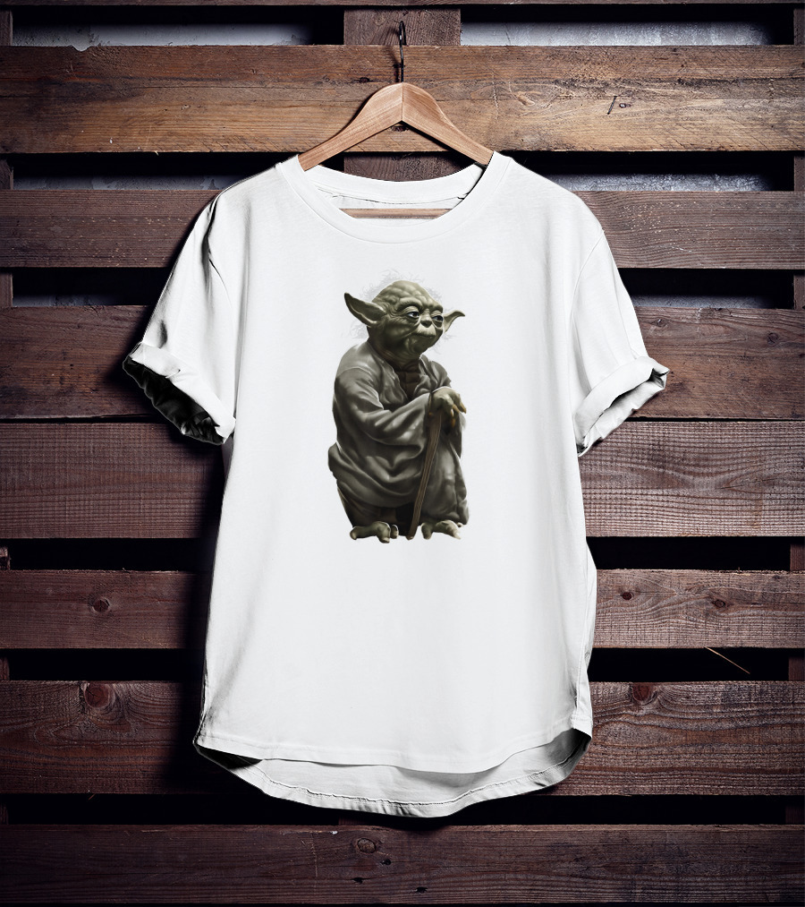 Star Wars Yoda Wise Jedi Master Crouching With Cane T-Shirt