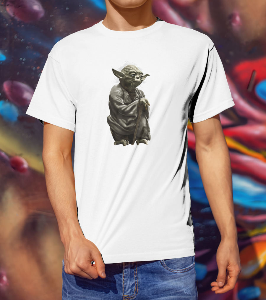 Star Wars Yoda Wise Jedi Master Crouching With Cane T-Shirt