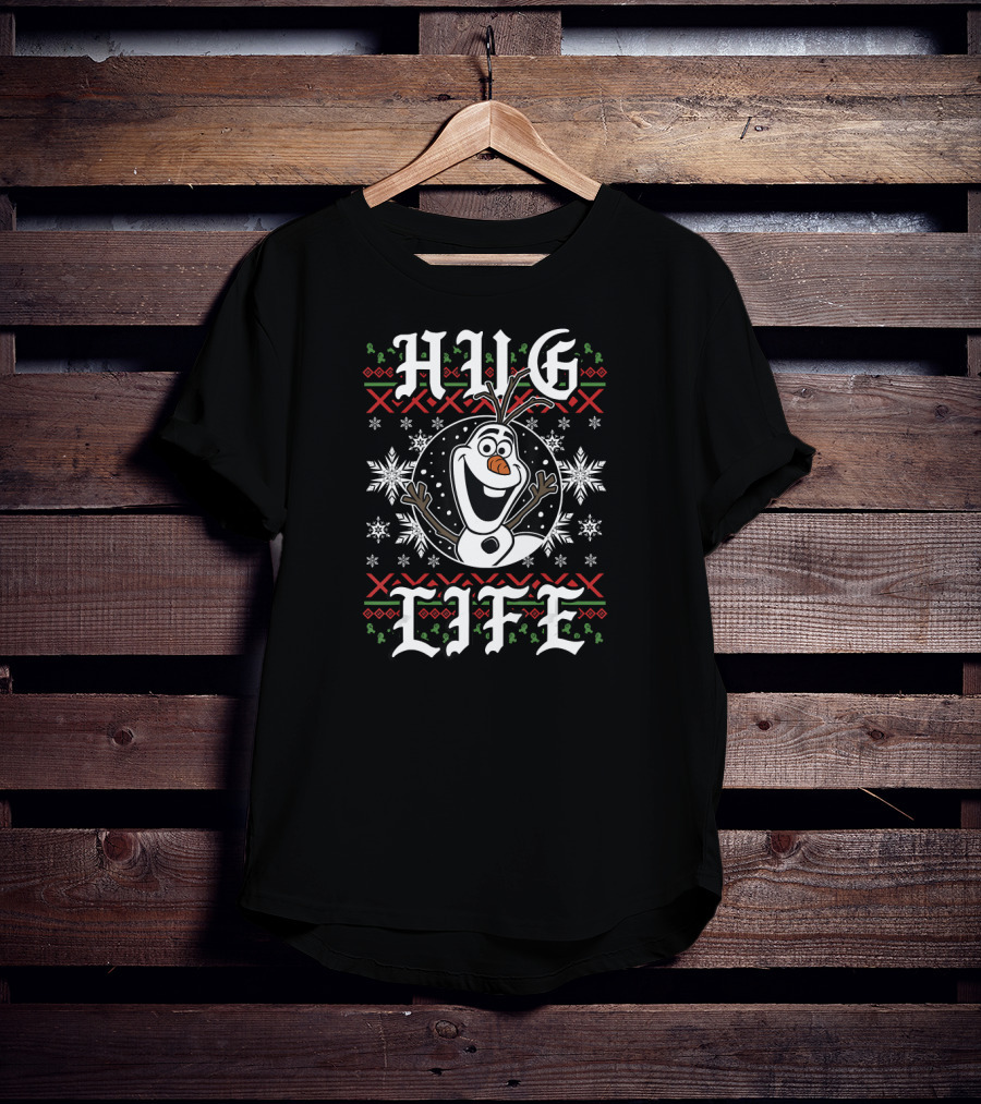 Disney Frozen Olaf Hug Life Ugly Christmas Style Snowflakes T-Shirt