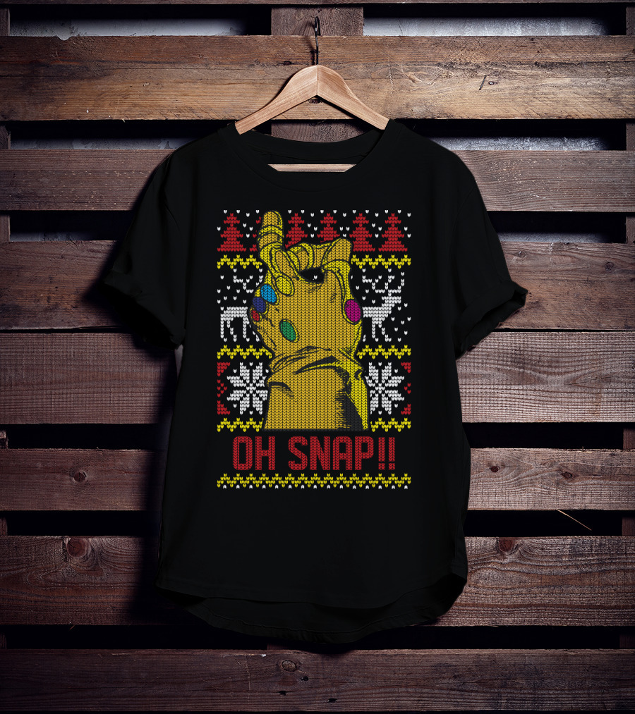 Marvel Thanos Infinity Gauntlet Oh Snap Ugly Christmas T-Shirt
