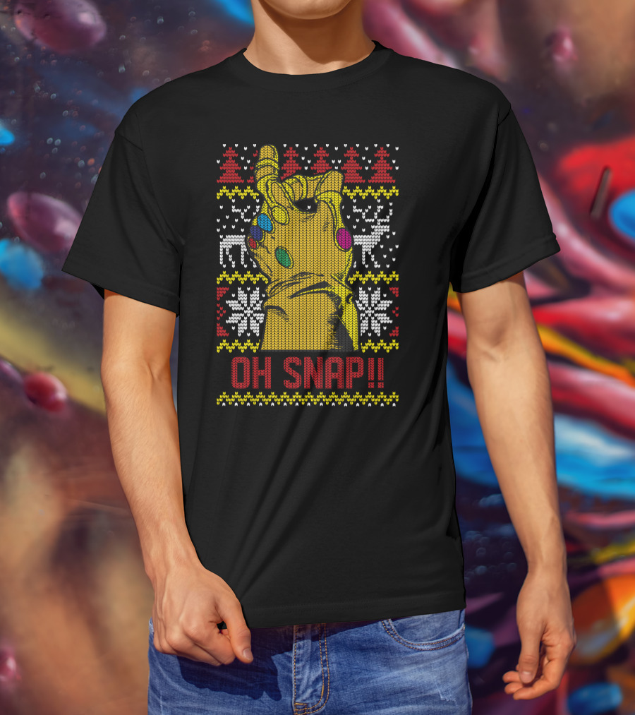 Marvel Thanos Infinity Gauntlet Oh Snap Ugly Christmas T-Shirt