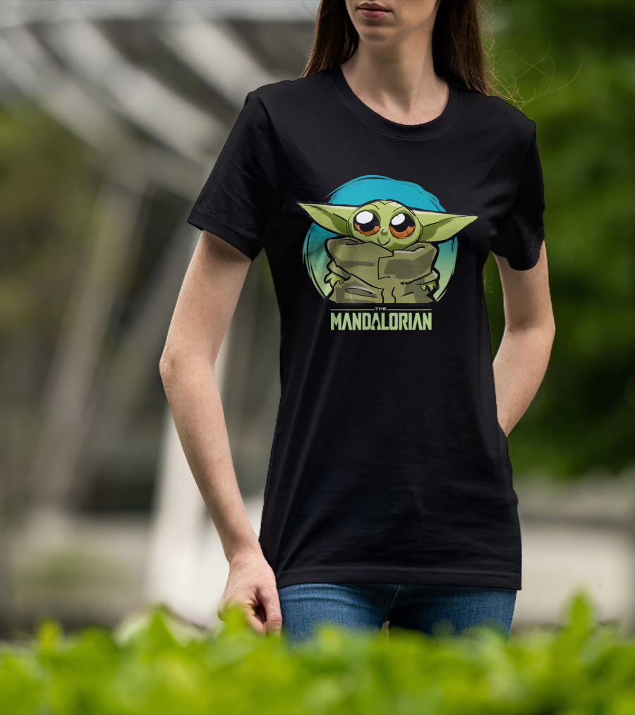 Star Wars The Mandalorian The Child Cute Blue Hue Baby Yoda Grogu T-Shirt