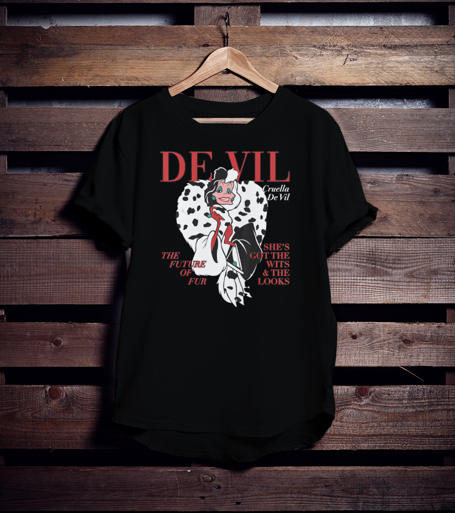 Cruella De Vil Magazine Cover The Future Of Fur She's Got The Wits And Looks Disney Villains T-Shirt