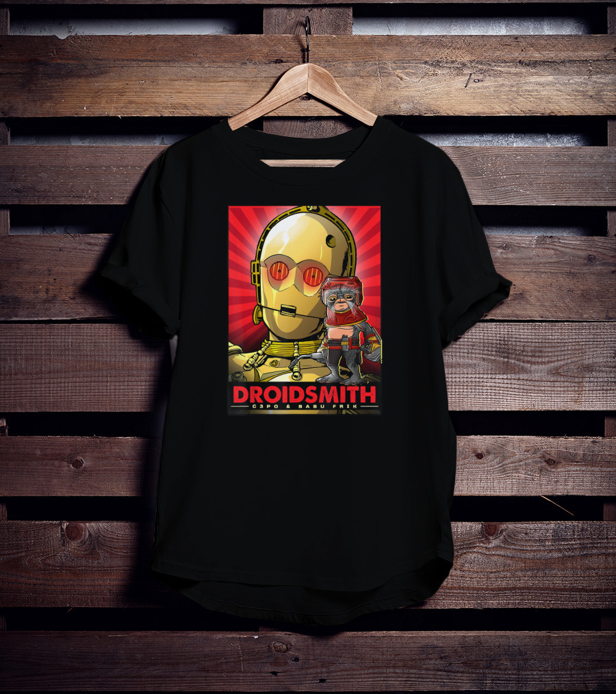 Droidsmith C-3PO And Babu Frik Star Wars The Rise Of Skywalker Red T-Shirt