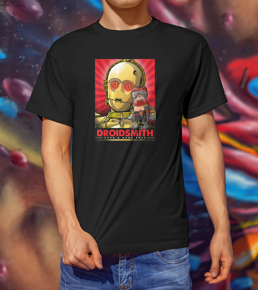 Droidsmith C-3PO And Babu Frik Star Wars The Rise Of Skywalker Red T-Shirt