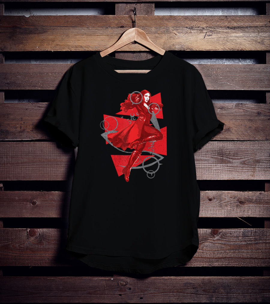 Marvel Scarlet Witch Wanda Maximoff Red Costume Action Pose T-Shirt