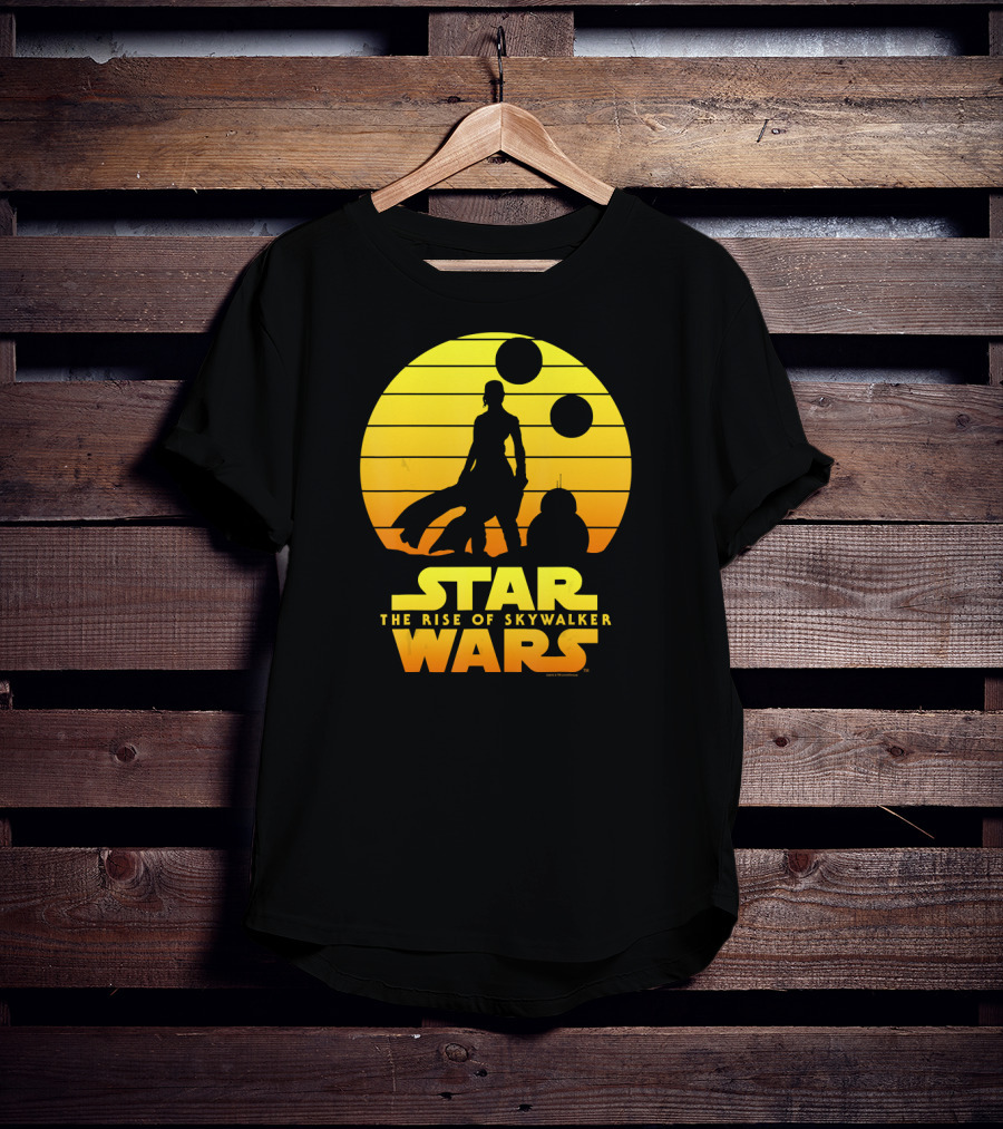 Star Wars The Rise Of Skywalker Rey BB Silhouette Sunset Scene T-Shirt