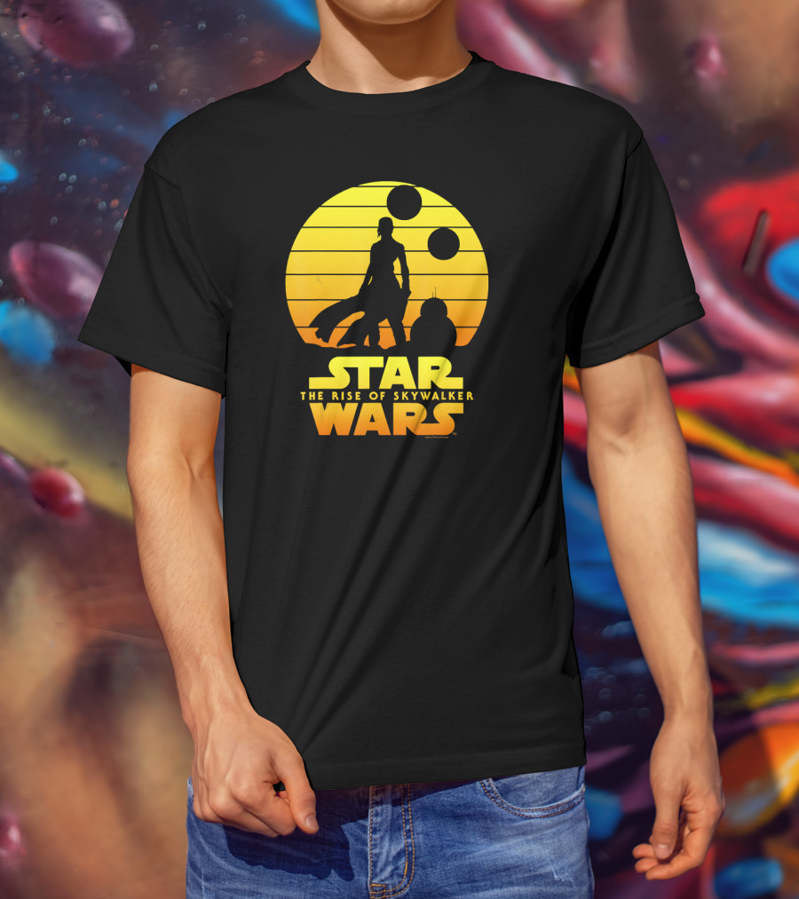 Star Wars The Rise Of Skywalker Rey BB Silhouette Sunset Scene T-Shirt