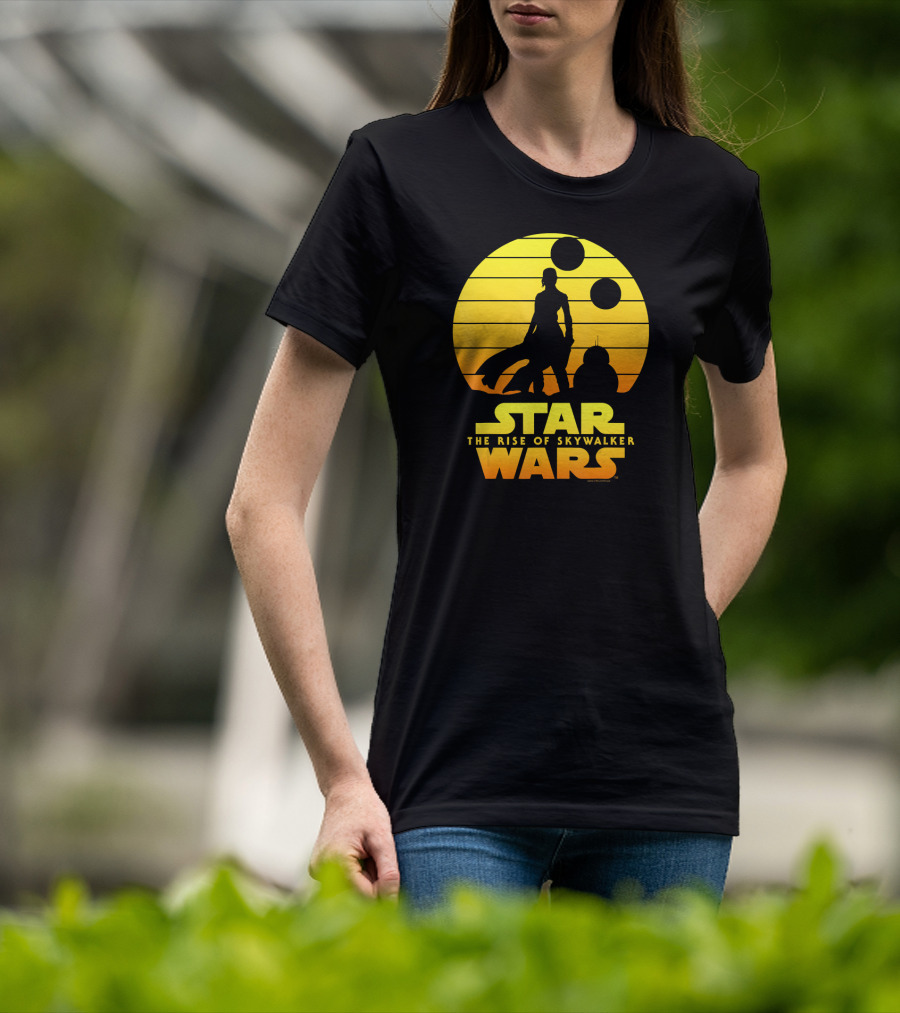 Star Wars The Rise Of Skywalker Rey BB Silhouette Sunset Scene T-Shirt
